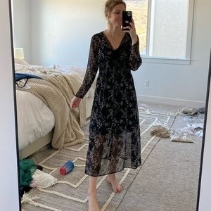 Floral Black Midi Dress